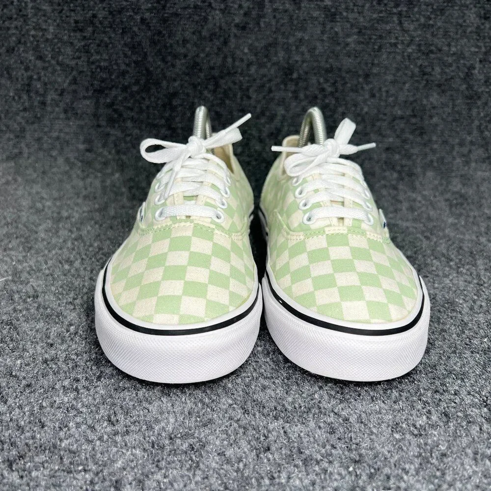 Vans Authentic Shoes Women's 10.5 Off White Mint Green Checkerboard Low Sneakers